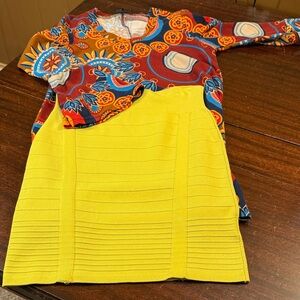 Rock & Republic  Dopamine Neon  Yellow Bandage Mini  S Sz M  Glam Rock Y2k